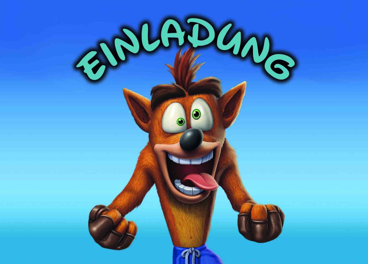 Crash Bandicoot-Einladungskarten
